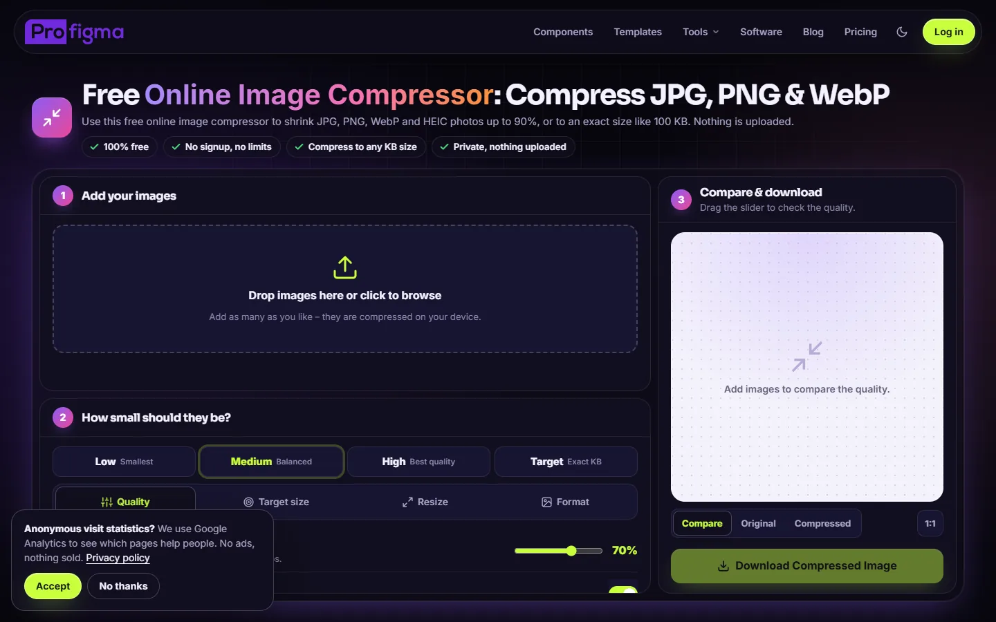 Online image compressor tool