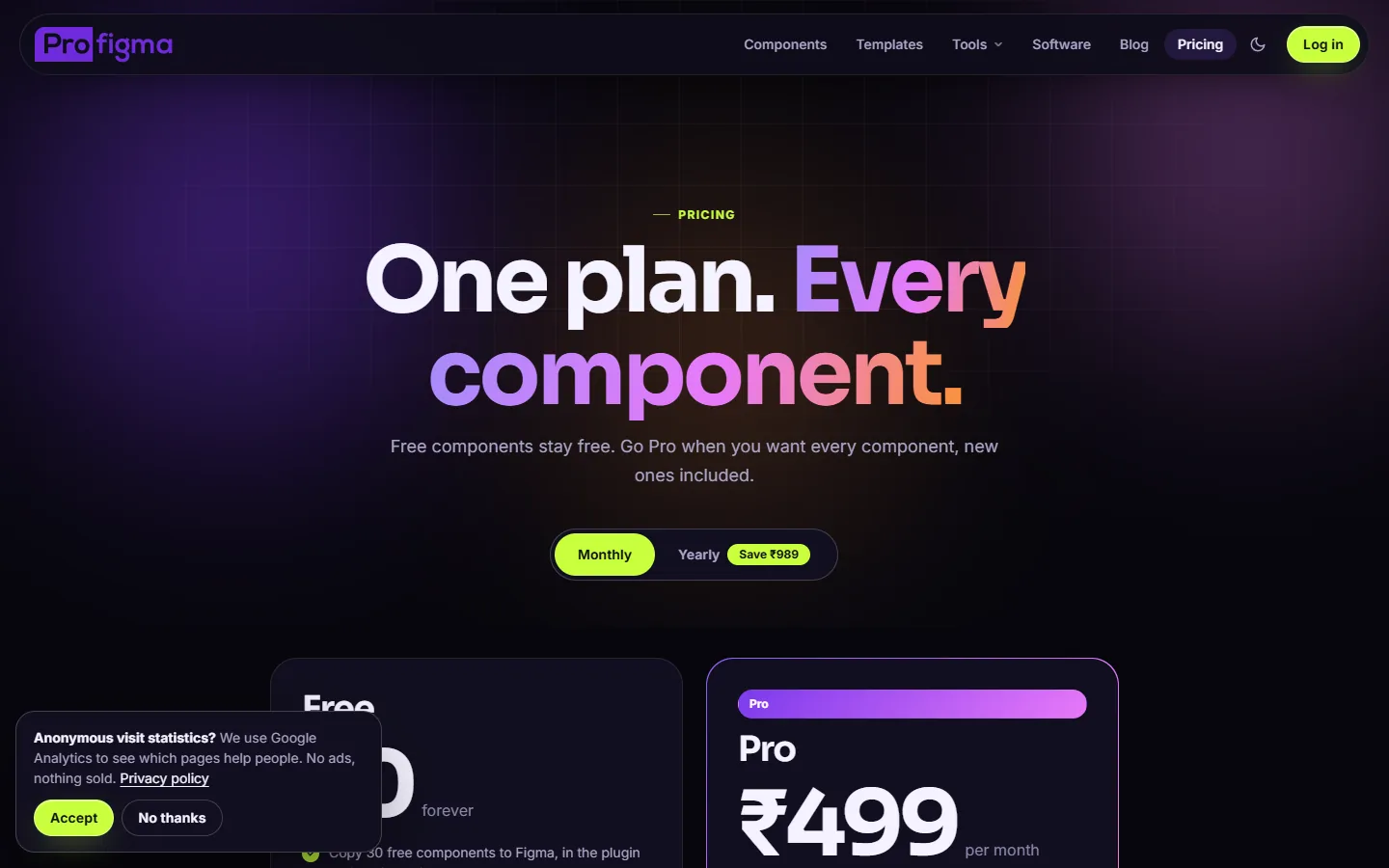 Pricing page