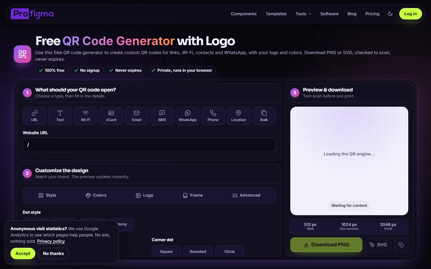 QR code generator tool