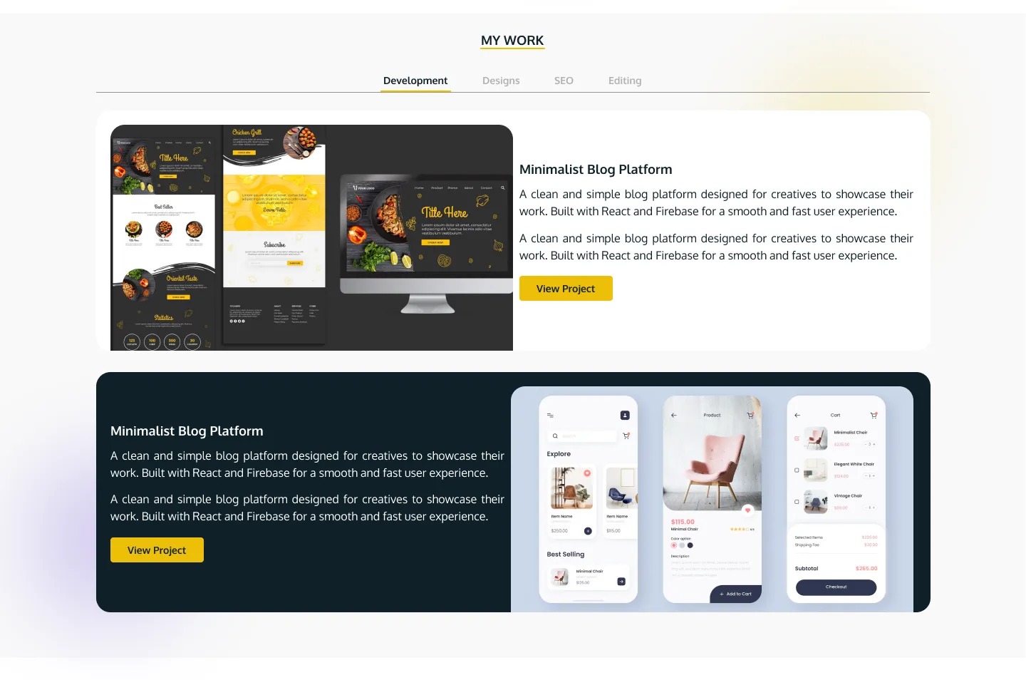 freelance web designer portfolio about section