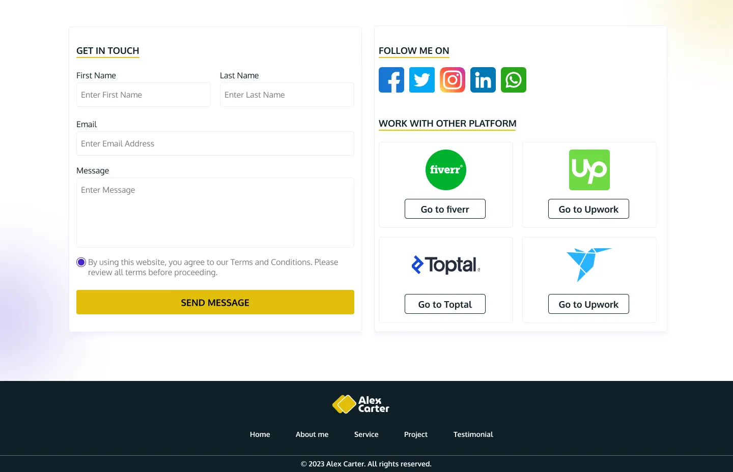 freelance web designer portfolio skills layout