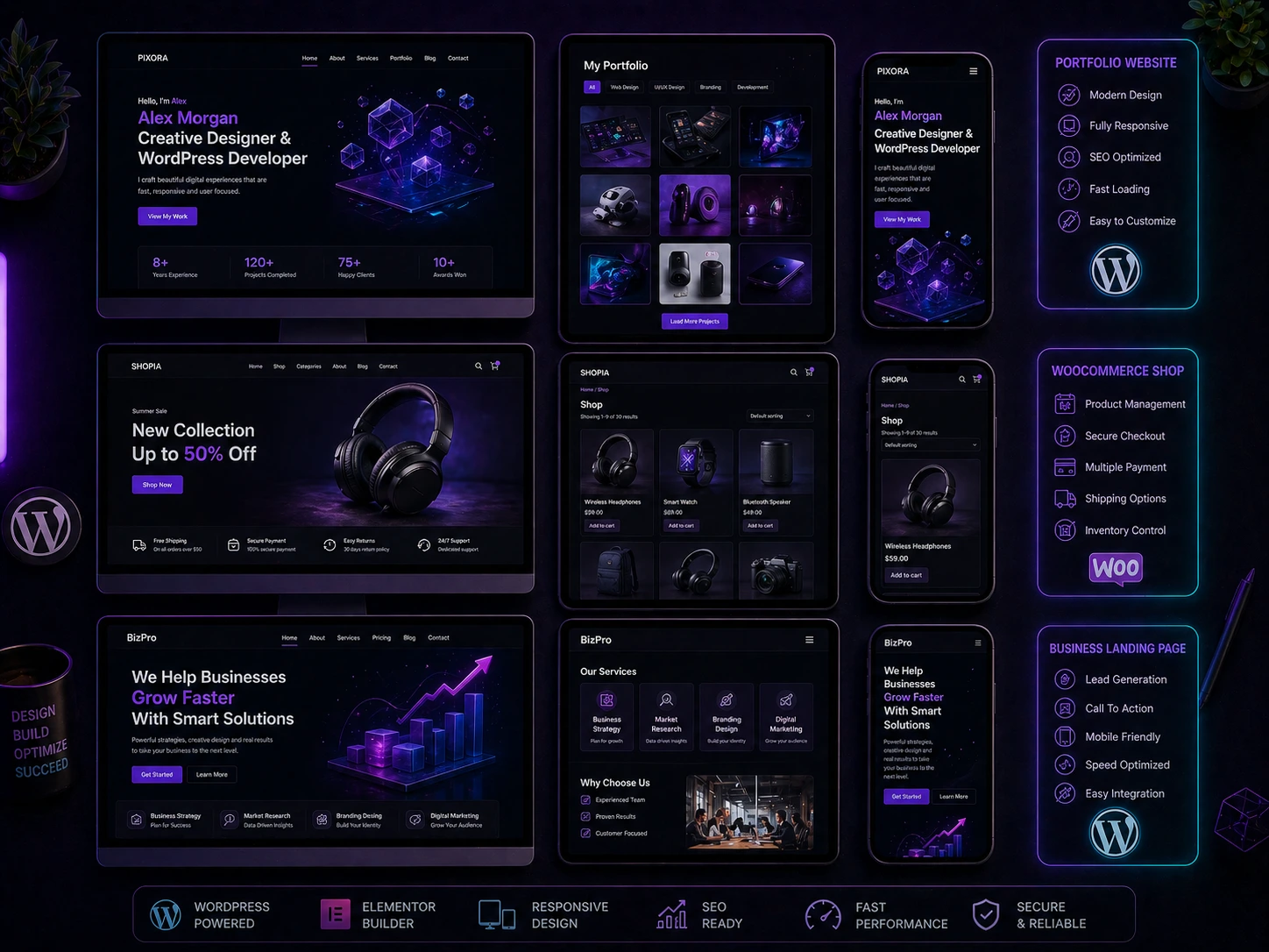 WordPress website design portfolio sample showing a business site with responsive mobile view designed by Mahesh Kulal